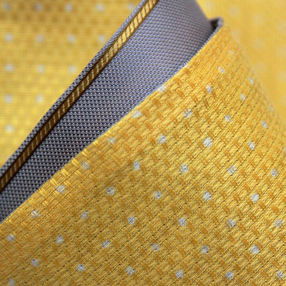 Men's Reversible 100% Silk Cravat Ascot Yellow Gray Stripe w/ Box A166 - Picture 6 of 6